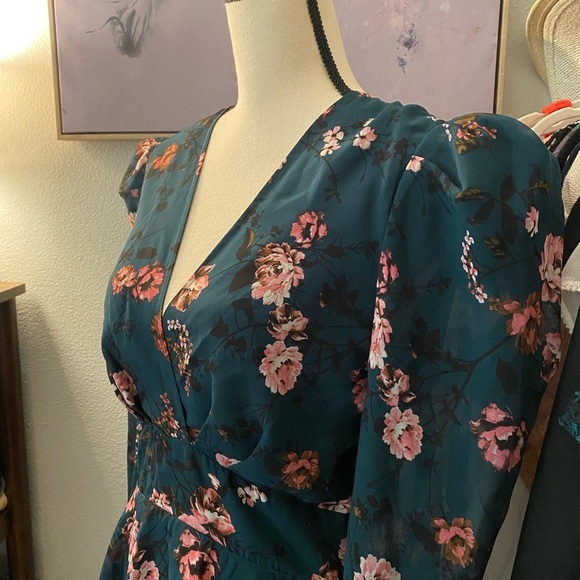 Lini Women’s Green Isabelle Puff Sleeve Floral Dress - Picture 6 of 16